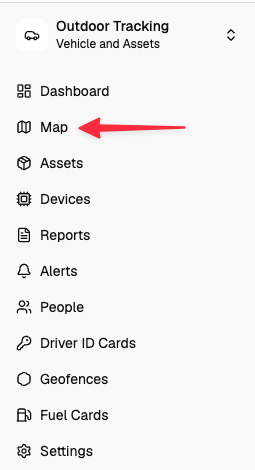 Map option in the Outdoor Tracking menu