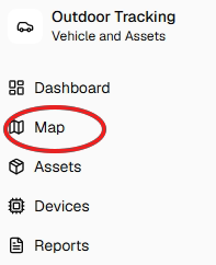 Outdoor Tracking navigation with Map circled in red
